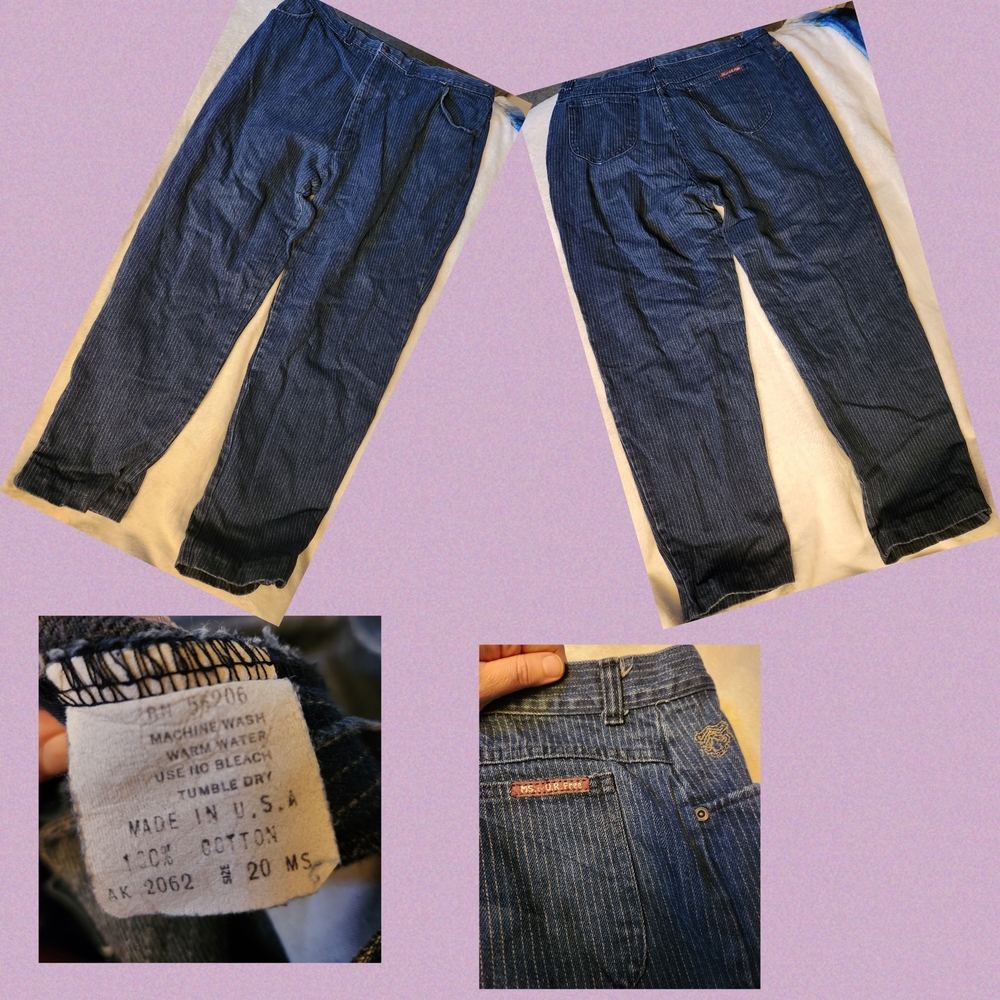 Classic Blue Striped Women's Straight Leg Jeans